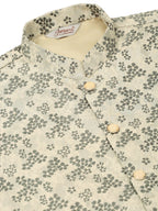 Jompers Men's Grey Floral Design Nehru Jacket