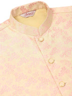 Jompers Men's Pink Floral Design Nehru Jacket