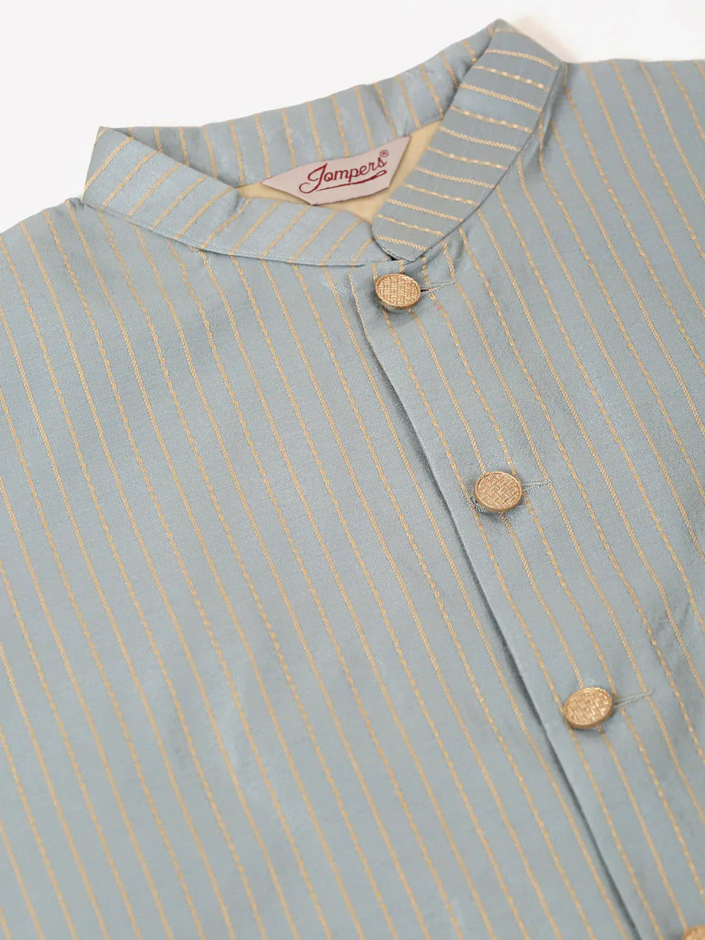Jompers Men's Blue & Golden Embroidered Nehru Jackets