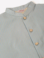 Jompers Men's Blue & Golden Embroidered Nehru Jackets