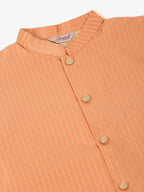 Jompers Men's Peach & Golden Embroidered Nehru Jackets