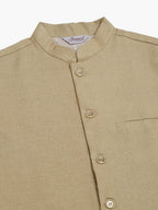 Jompers Men's Beige Solid Woven Sleeveless Nehru Jackets