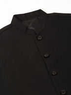 Jompers Men's Black Solid Woven Sleeveless Nehru Jackets