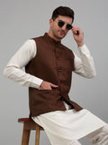 Jompers Men's Brown Solid Nehru Jacket