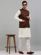 Jompers Men's Brown Solid Nehru Jacket