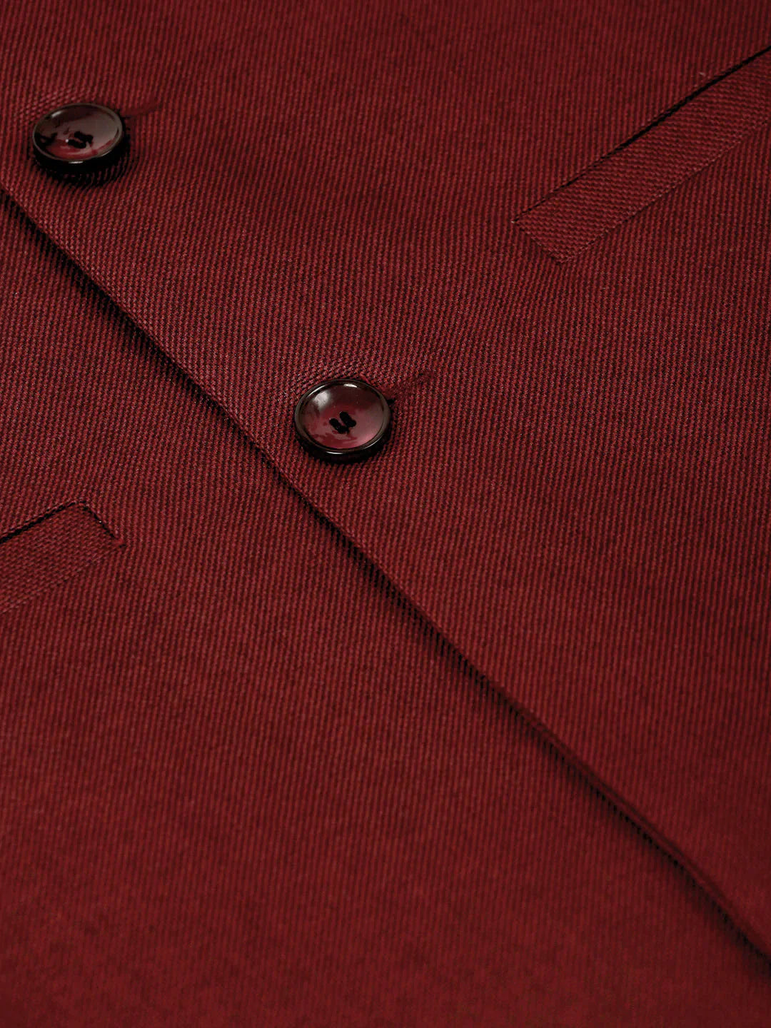 Jompers Men's Maroon Solid Woven Sleeveless Nehru Jackets