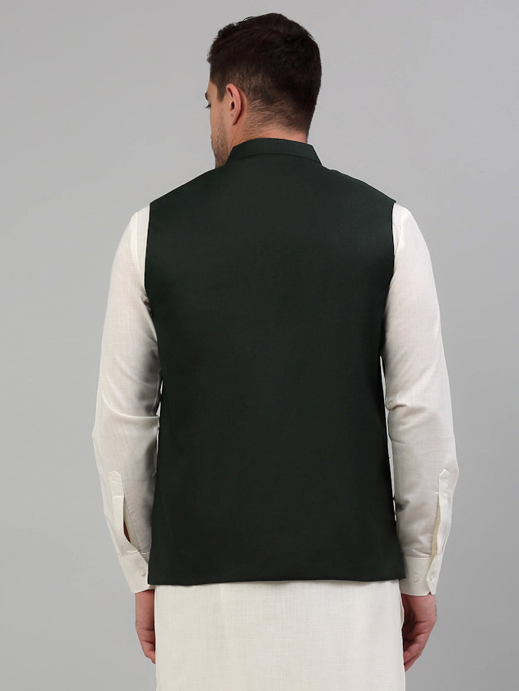 Jompers Men's Olive Green Solid Nehru Jacket