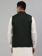 Jompers Men's Olive Green Solid Nehru Jacket
