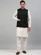 Jompers Men's Olive Green Solid Nehru Jacket