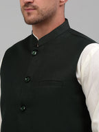 Jompers Men's Olive Green Solid Nehru Jacket