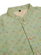 Jompers Men's Green Embroidered Nehru Jacket