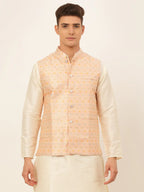 Jompers Men's Pink Embroidered Nehru Jacket