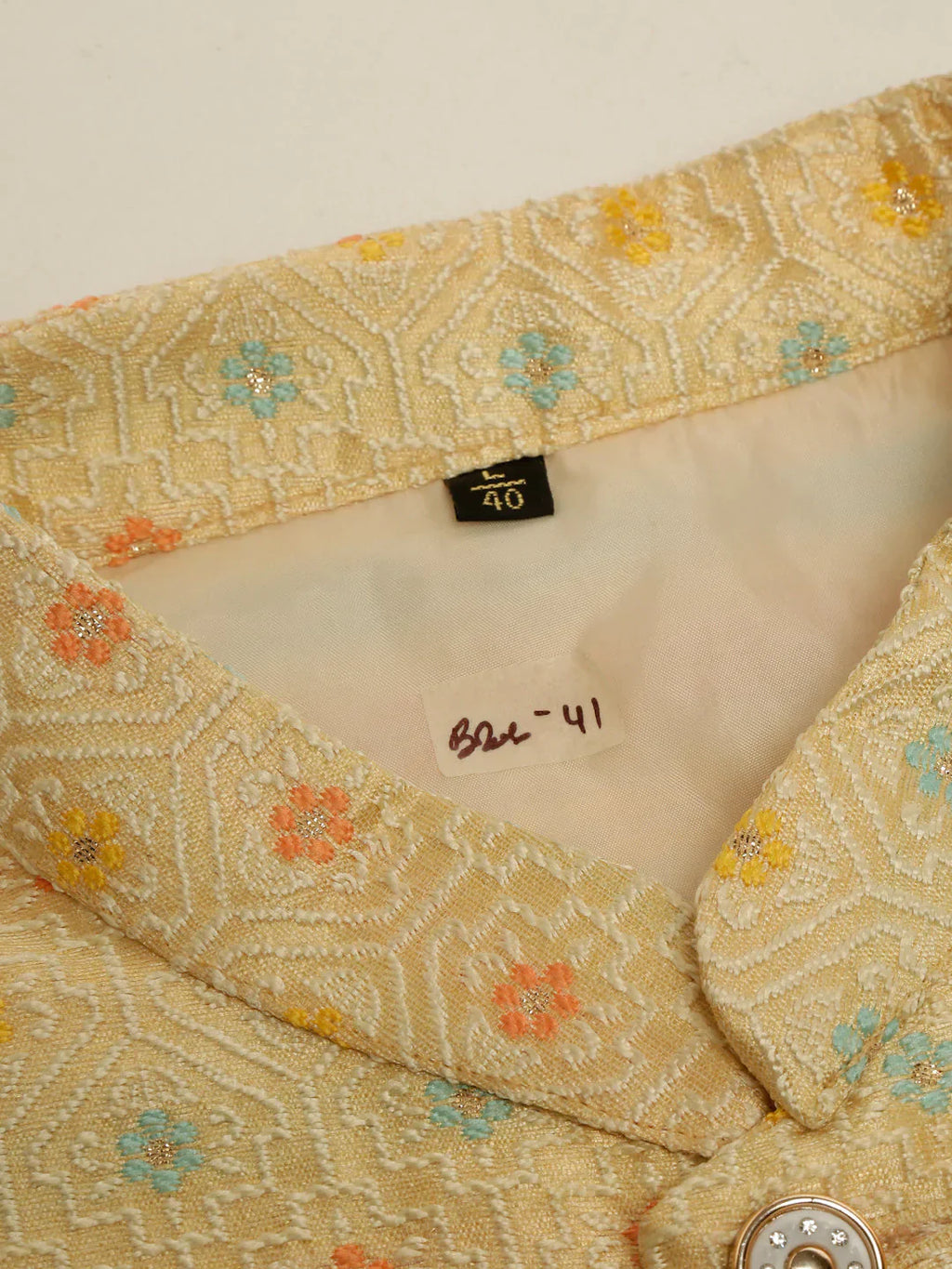 Jompers Men's Yellow Embroidered Nehru Jacket