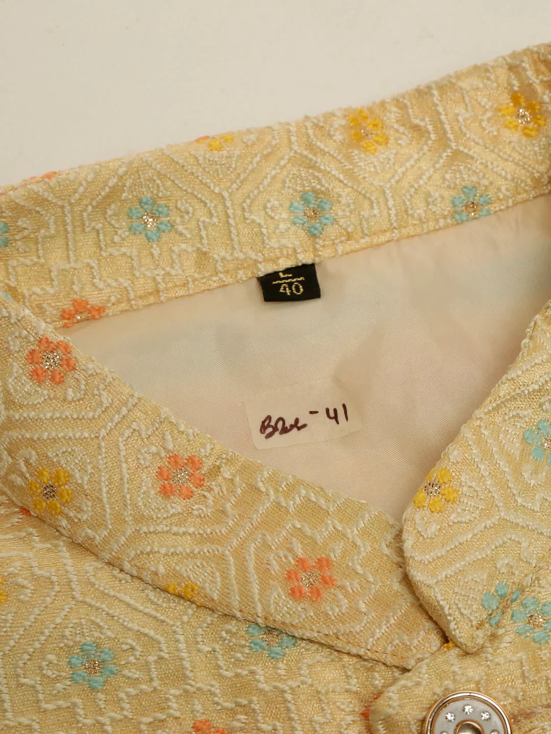 Jompers Men's Yellow Embroidered Nehru Jacket