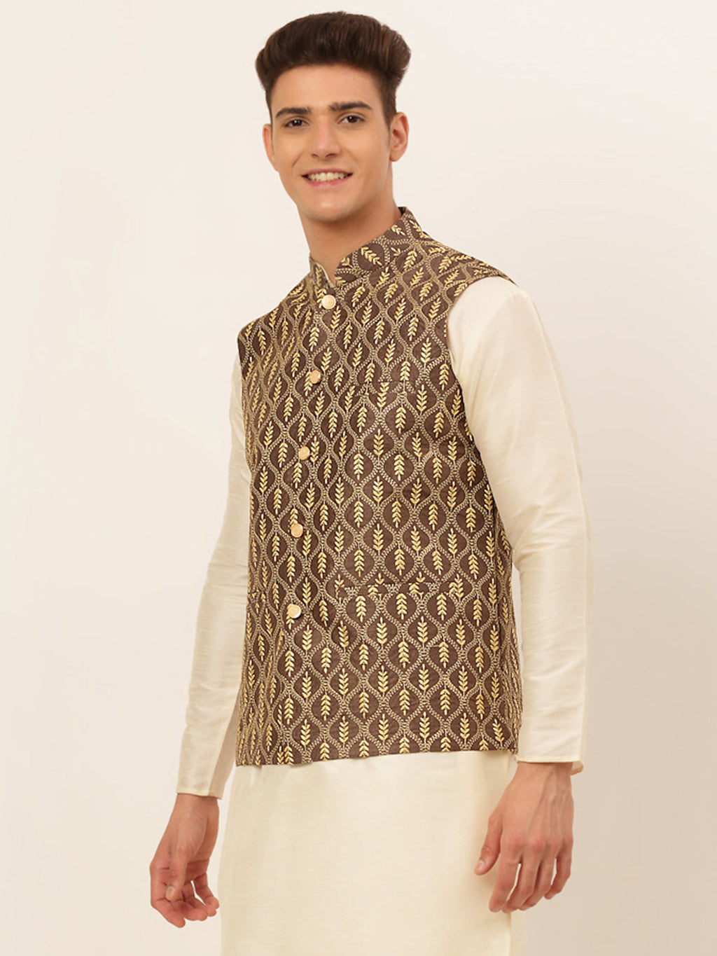 Jompers Men's Embroidered Waistcoat - Brown