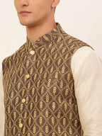 Jompers Men's Embroidered Waistcoat - Brown
