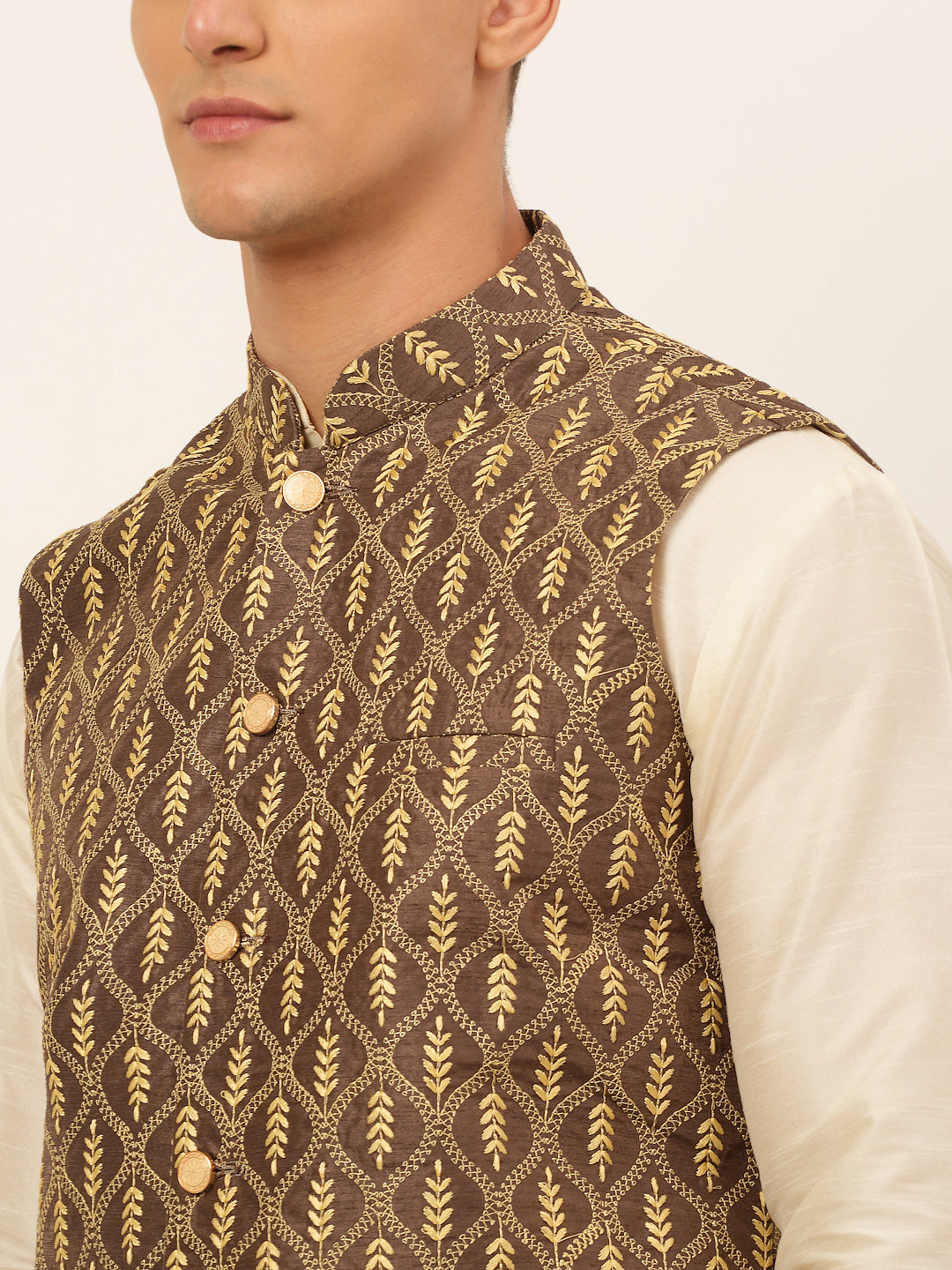 Jompers Men's Embroidered Waistcoat - Brown
