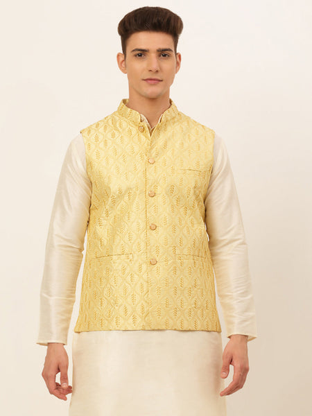 Jompers Men's Embroidered Waistcoat - Golden