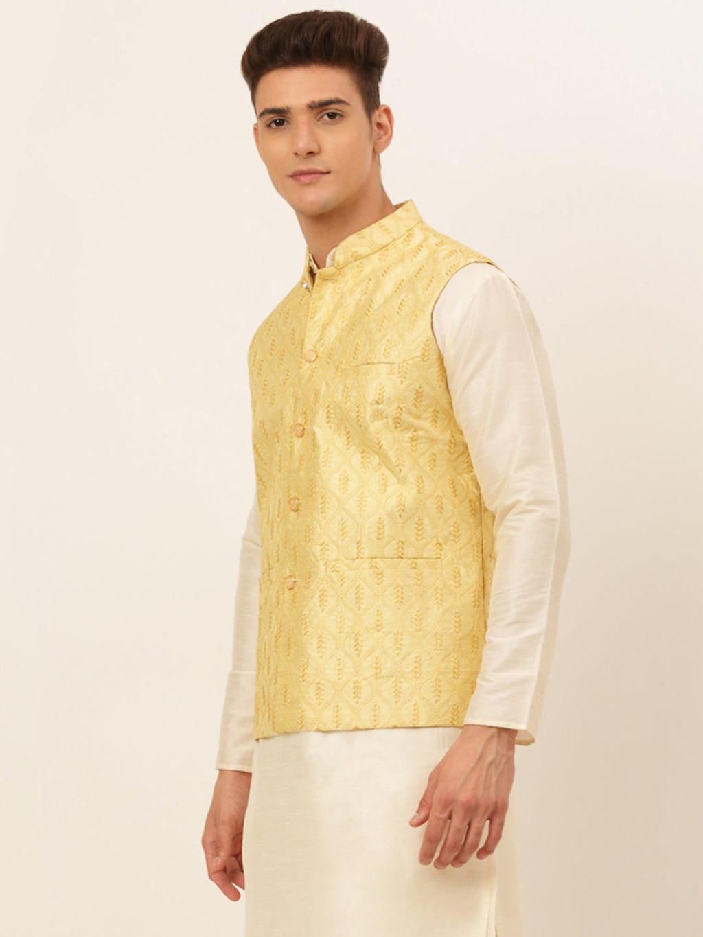 Jompers Men's Embroidered Waistcoat - Golden
