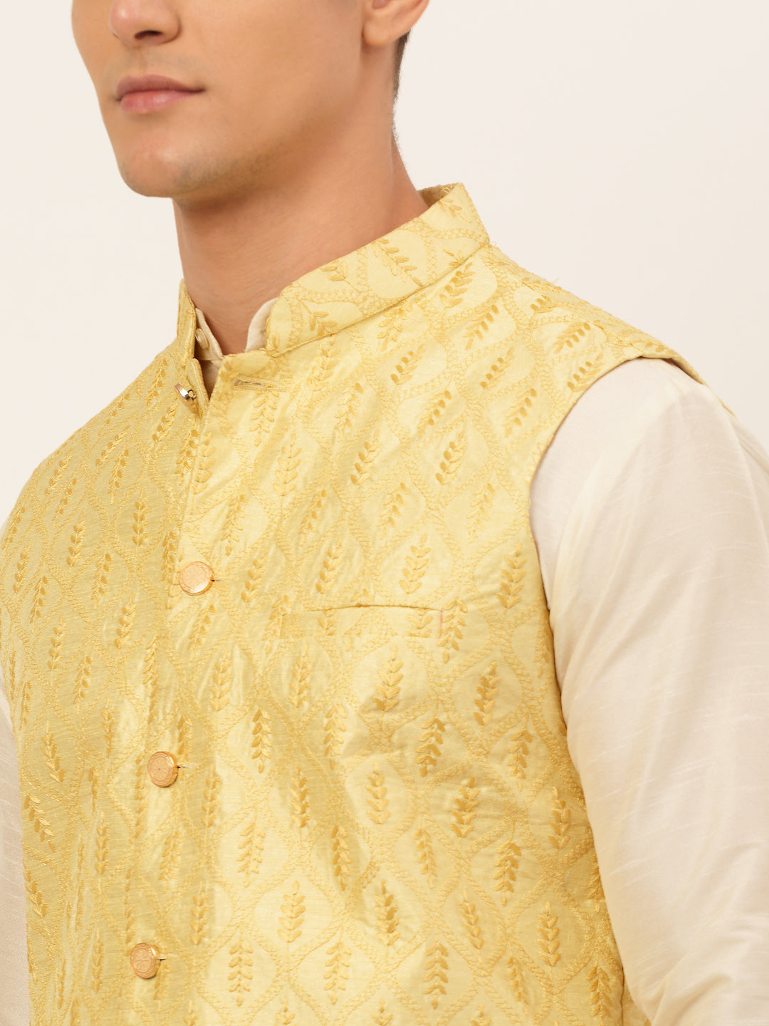 Jompers Men's Embroidered Waistcoat - Golden