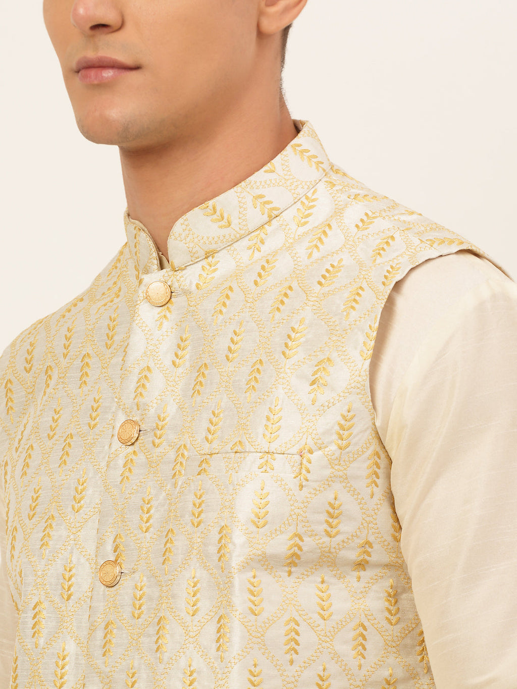Jompers Men's Embroidered Waistcoat - Silver