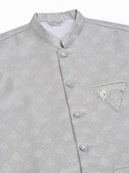 Jompers Men's Grey Woven Design Waistcoats