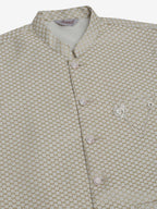 Jompers Men's Beige Woven Design Waistcoats