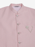 Jompers Men's Pink Woven Design Waistcoats