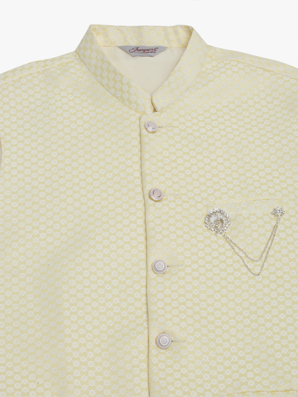 Jompers Men's Yellow Woven Design Waistcoats