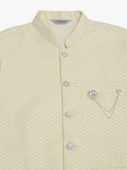 Jompers Men's Yellow Woven Design Waistcoats