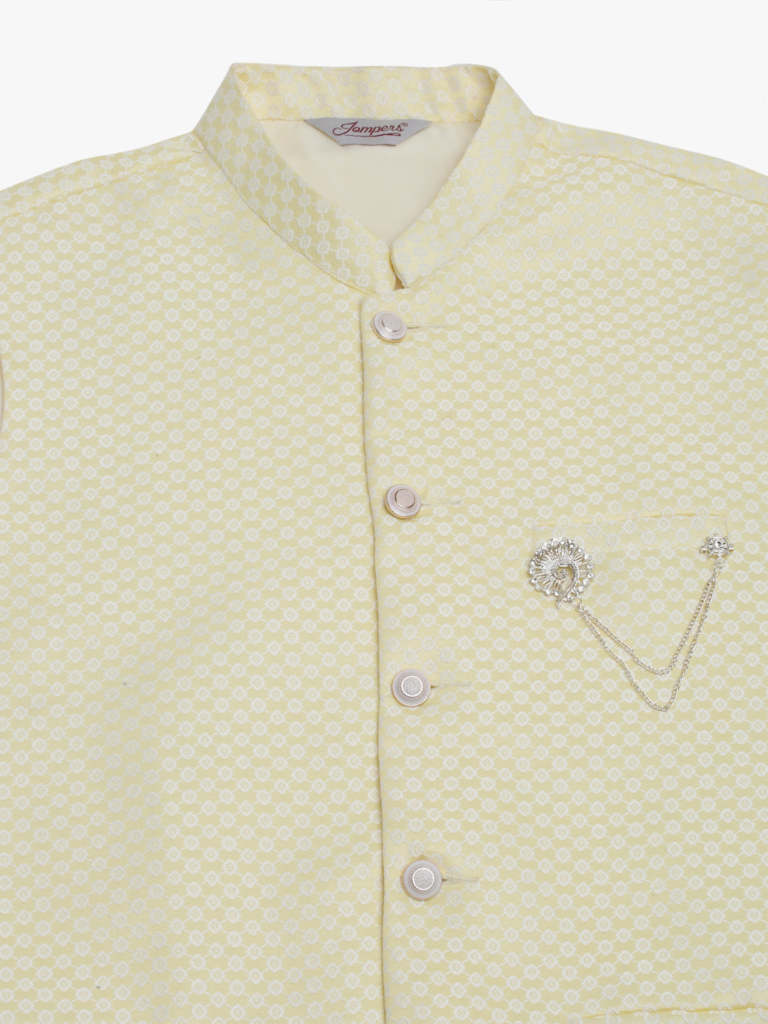 Jompers Men's Yellow Woven Design Waistcoats