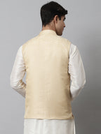 Jompers Men's Golden Woven Design Waistcoats