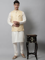 Jompers Men's Golden Woven Design Waistcoats