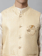 Jompers Men's Golden Woven Design Waistcoats