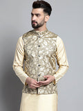 Jompers Men's Woven Design Nehru Jacket - Beige