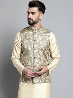 Jompers Men's Woven Design Nehru Jacket - Beige