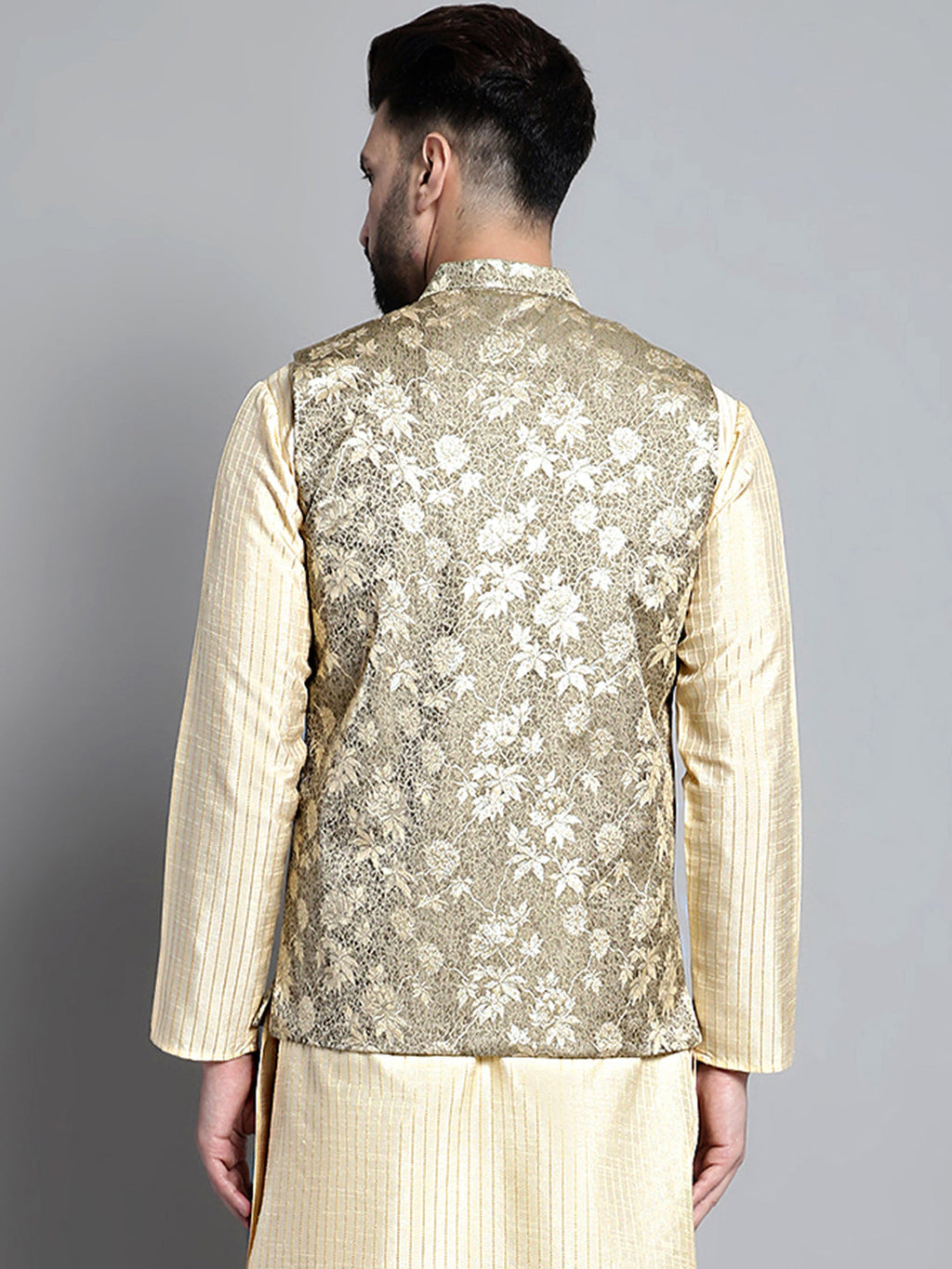 Jompers Men's Woven Design Nehru Jacket - Beige