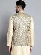 Jompers Men's Woven Design Nehru Jacket - Beige