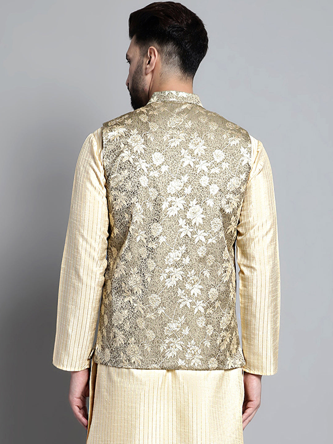 Jompers Men's Woven Design Nehru Jacket - Beige