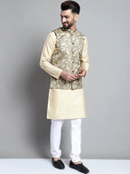 Jompers Men's Woven Design Nehru Jacket - Beige