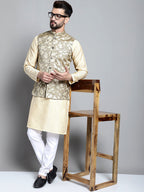 Jompers Men's Woven Design Nehru Jacket - Beige