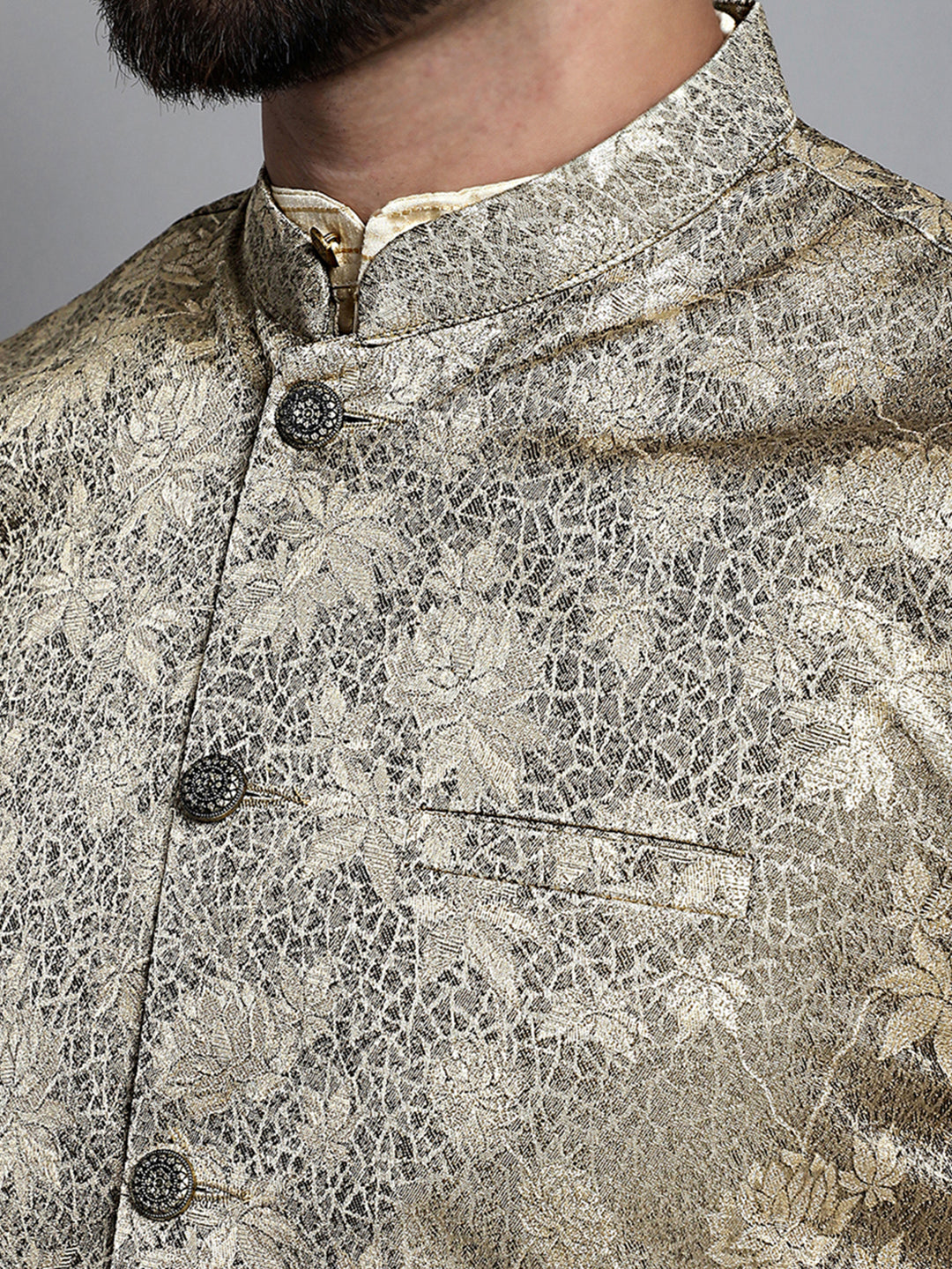 Jompers Men's Woven Design Nehru Jacket - Beige