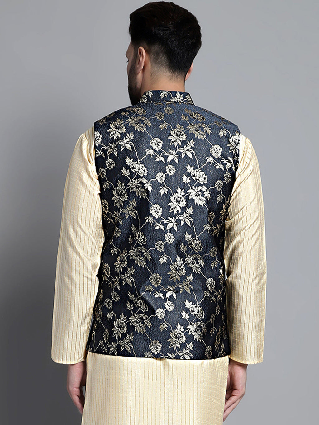 Jompers Men's Woven Design Nehru Jacket - Grey