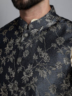 Jompers Men's Woven Design Nehru Jacket - Grey
