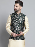 Jompers Men's Woven Design Nehru Jacket - Olive