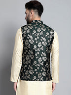 Jompers Men's Woven Design Nehru Jacket - Olive