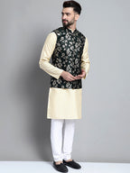 Jompers Men's Woven Design Nehru Jacket - Olive