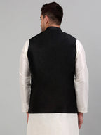 Jompers Men's Embroidered Nehru Jacket - Black