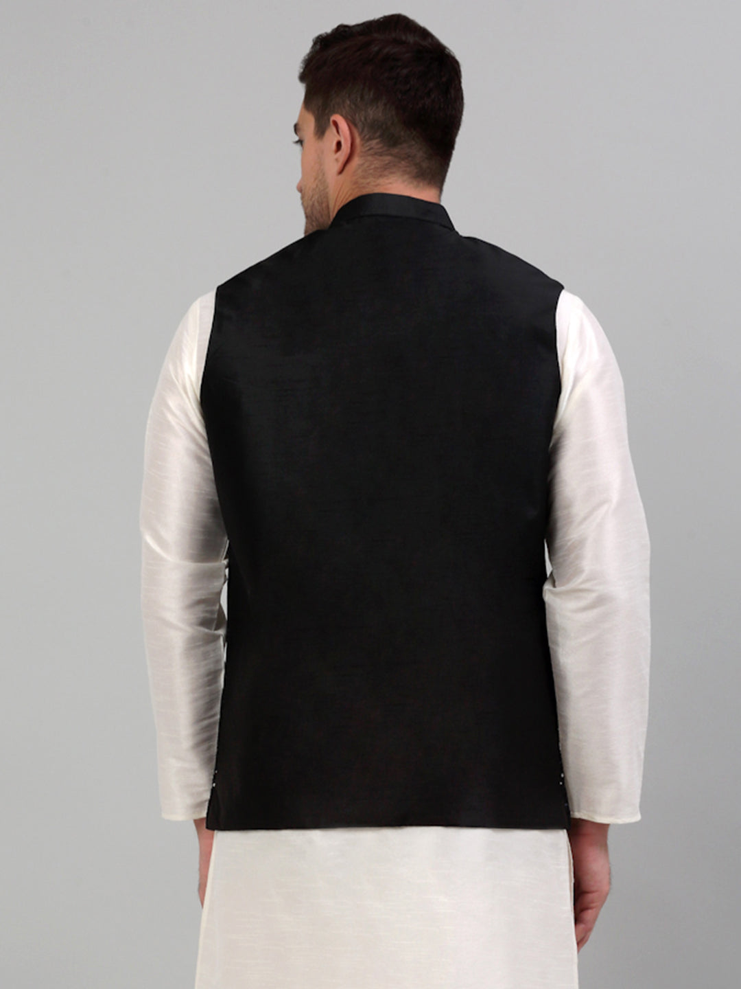 Jompers Men's Embroidered Nehru Jacket - Black