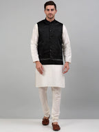 Jompers Men's Embroidered Nehru Jacket - Black